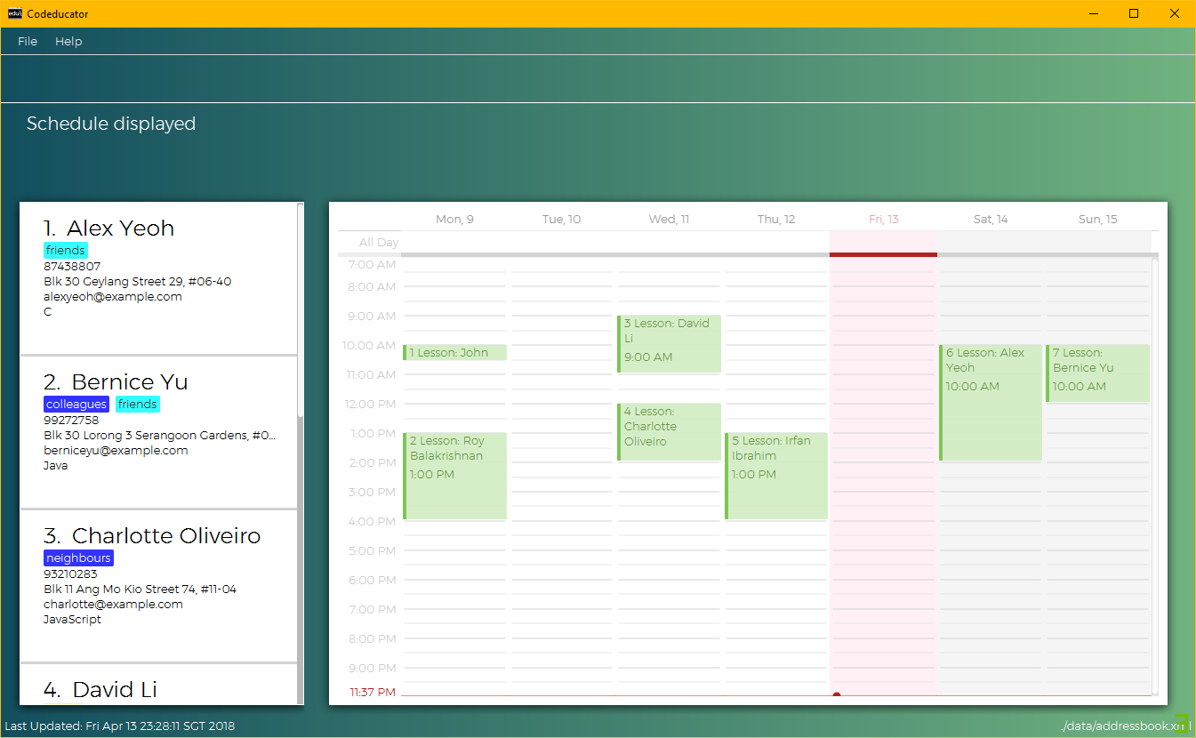 CodeducatorSchedule